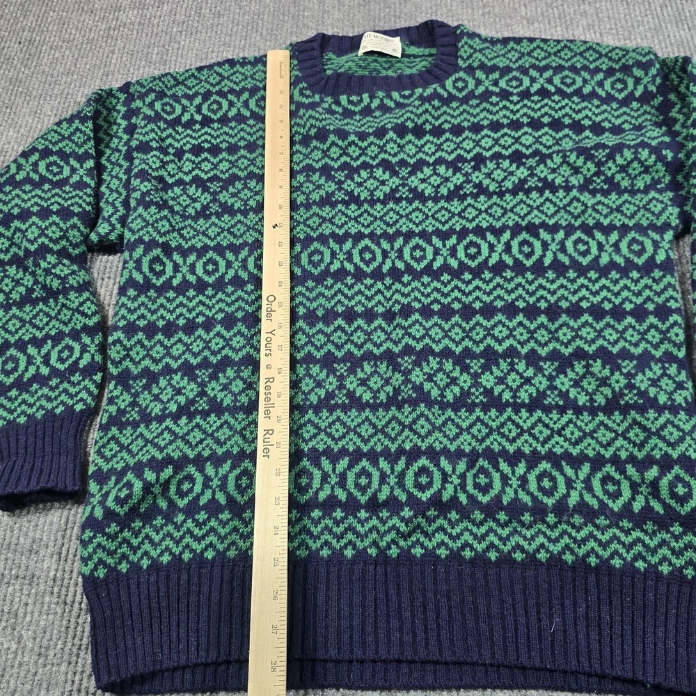 Vintage Lord Jeff Sweater Mens XL Blue Green Fair Isle Shetland Wool Knit USA - Picture 4 of 6